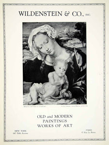 1931 Ad Wildenstein Art Gallery 647 Fifth Ave NY Madonna Baby Jan Gossart YAN1