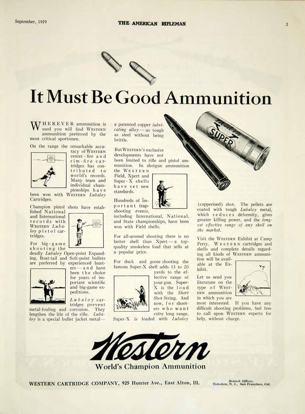 1929 Ad Western Lubaloy Rifle Cartridge Super-X Shotgun Shell Gun Ammo YAR1