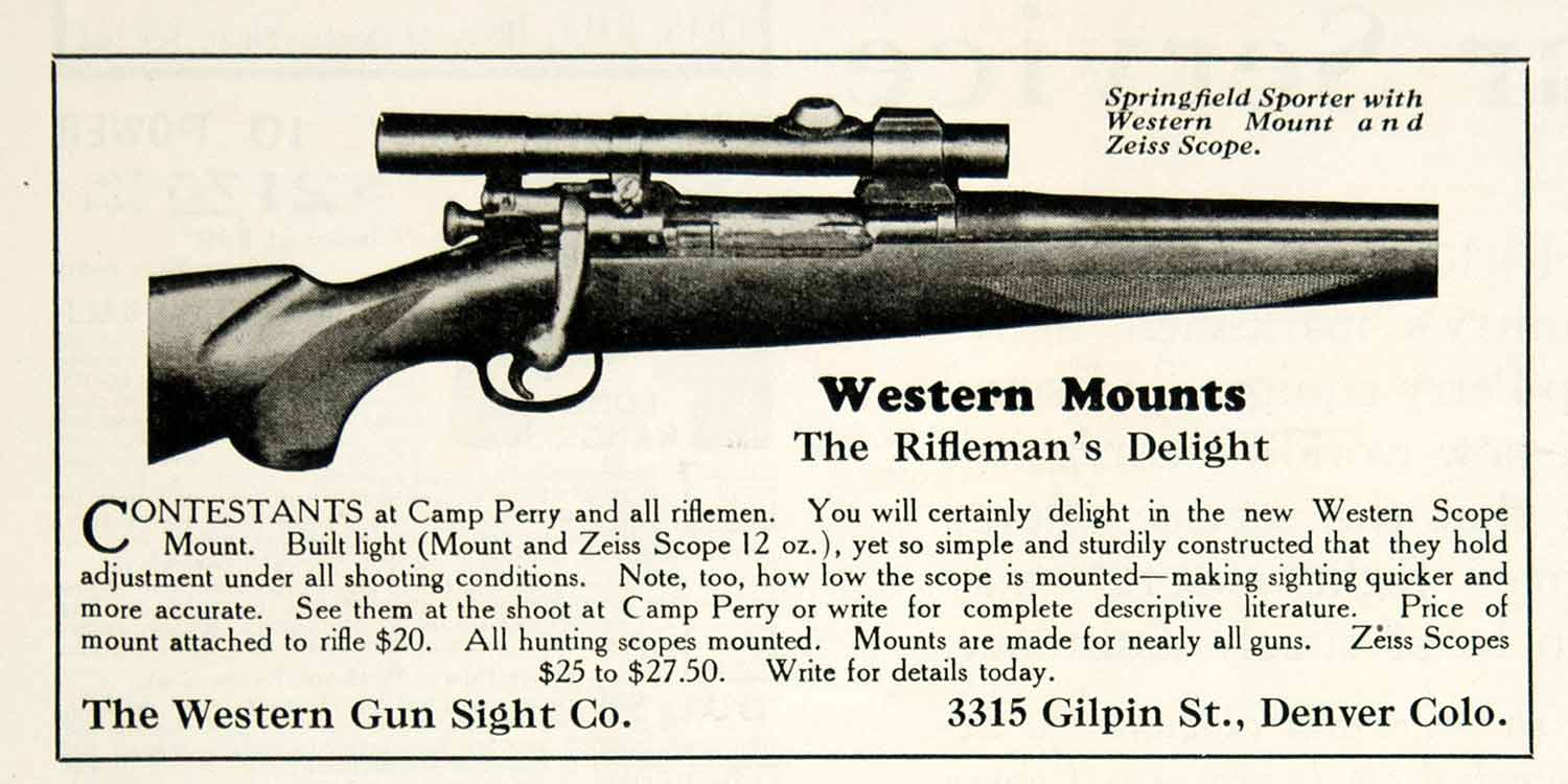 1929 Ad Western Gun Sight Zeiss Scope Springfield Sporter Hunting Rifle YAR1