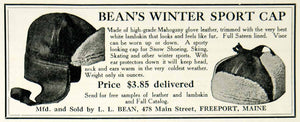 1929 Ad LL Bean Winter Sport Ushanka Cap Clothing Roaring Twenties Fashion YAR1