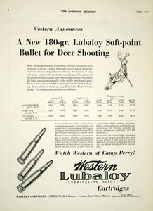 1930 Ad Western Cartridge Lubaloy Soft Point Bullet Deer Shooting Bullet YAR2