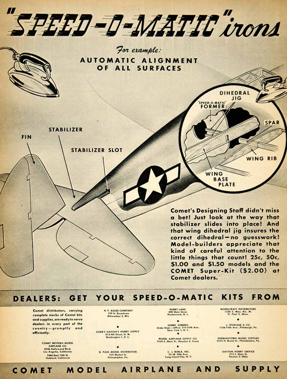 1944 Ad Speed-O-Matic Iron Comet Model Airplane Aircraft Aviation Super YAT1