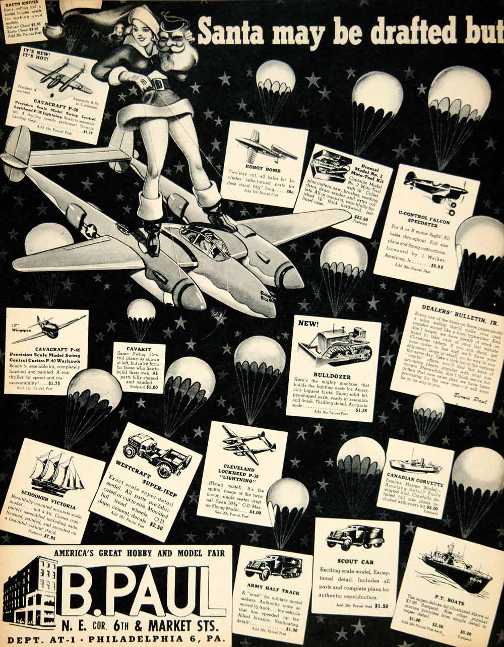 1945 Ad B Paul Airplane Models WWII Christmas 6th Market St Philadelphia PA YAT1