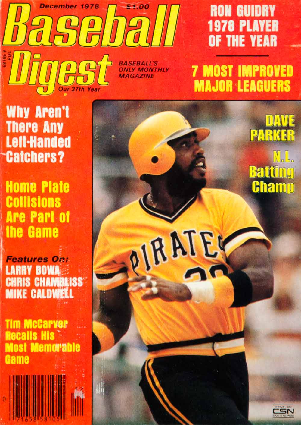 1978 Cover Baseball Digest Dave Parker Pittsburgh Pirates Major League YBD1