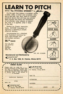 1976 Ad Capco Pitching Spinner St Charles IL Baseball Athlete Sporting YBD1