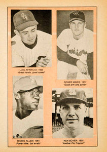 1977 Print MLB Baseball Players Luis Aparicio Roger Maris Richie Allen Ken YBD1