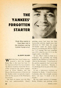 1975 Article MLB Baseball Sports Memorabilia New York Yankees Rudy May YBD1