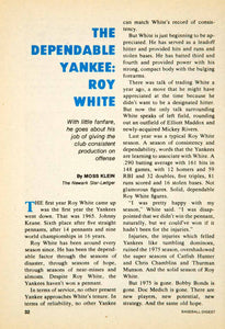 1976 Article MLB Baseball Sports Memorabilia Roy White New York Yankees YBD1