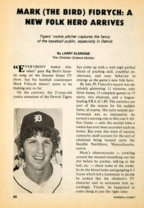 1976 Article MLB Baseball Sports Memorabilia Mark Fidrych Detroit Tigers YBD1