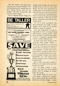 1978 Article MLB Baseball Sports Memorabilia Catcher Steve Yeager LA YBD1