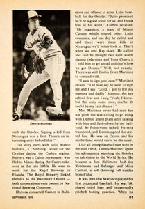 1979 Article MLB Baseball Sports Memorabilia Dennis Martinez Baltimore YBD1
