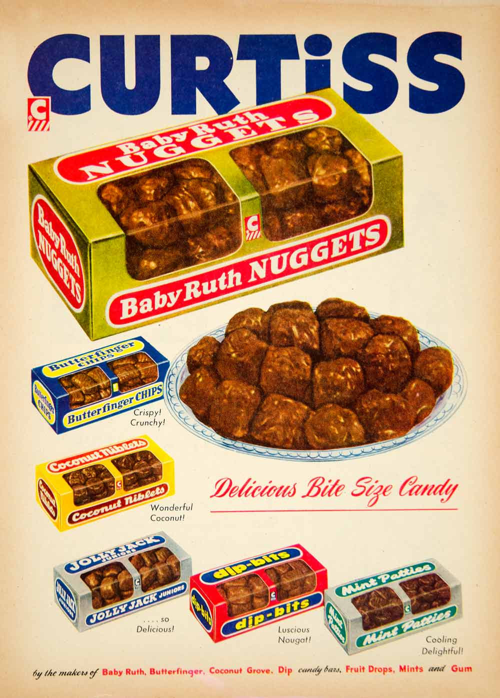 1951 Ad Curtiss Candy Bar Baby Ruth Nuggets Chocolate Butterfinger Junk YBL1