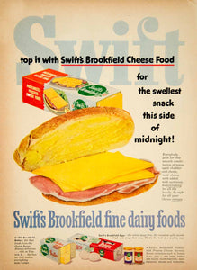 1952 Ad Swifts Brookfield Cheddar Cheese Butter Eggs Spread Dairy Food YBL1