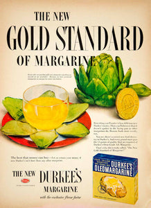 1952 Ad Durkee's Own Grade AA Oleomargarine Spread Food Artichoke Vegetable YBL1
