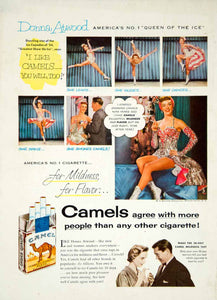 1954 Ad Camel Cigarettes Smoking Tobacco Donna Atwood Ice Skater Sports YBL1