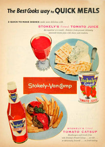 1954 Ad Stokely-Van Camp Tomato Juice Catsup Ketchup Condiment Food Grocery YBL1