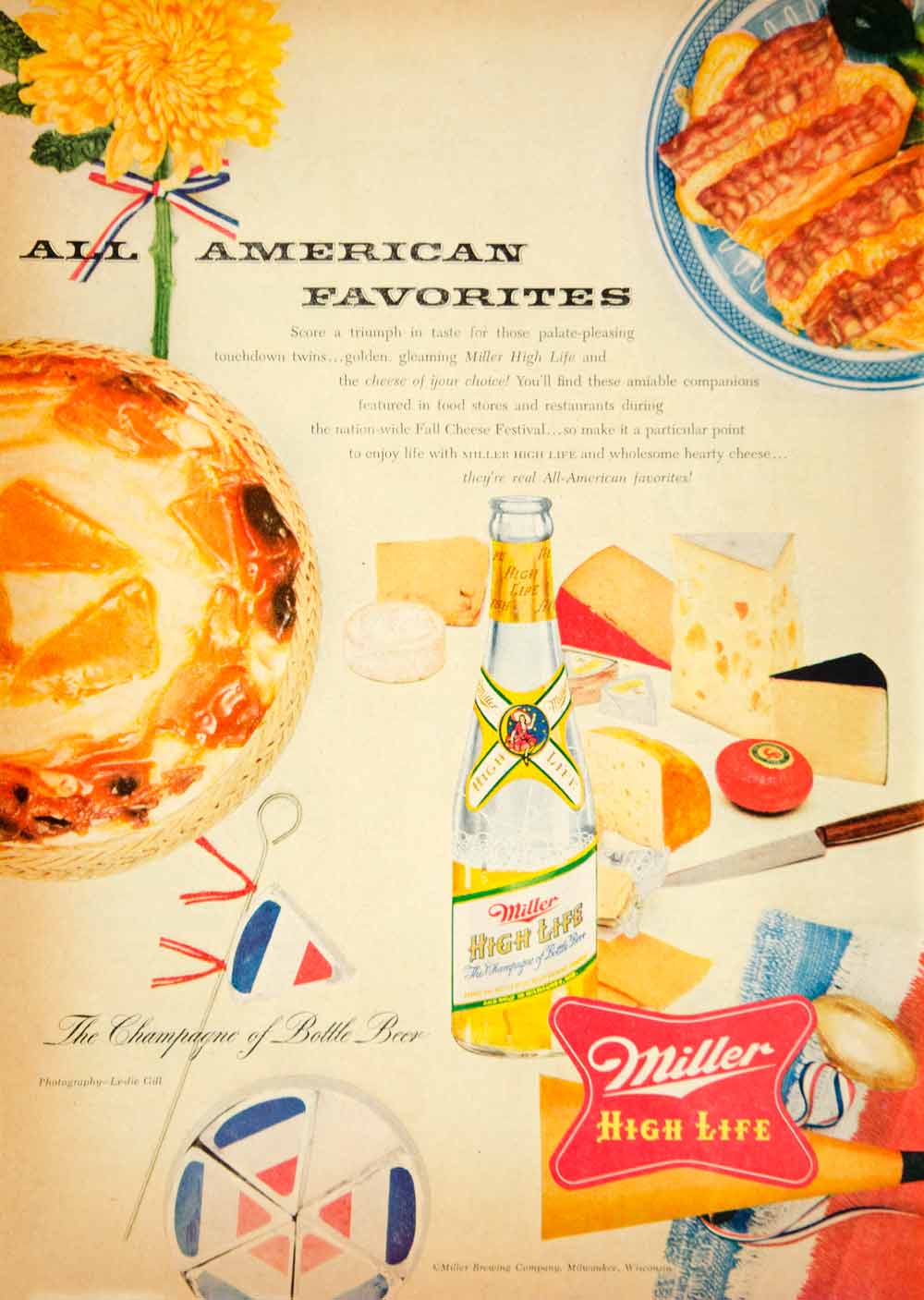 1954 Ad Miller Brewing High Life Beer Alcohol Drink Fall Cheese Festival YBL1