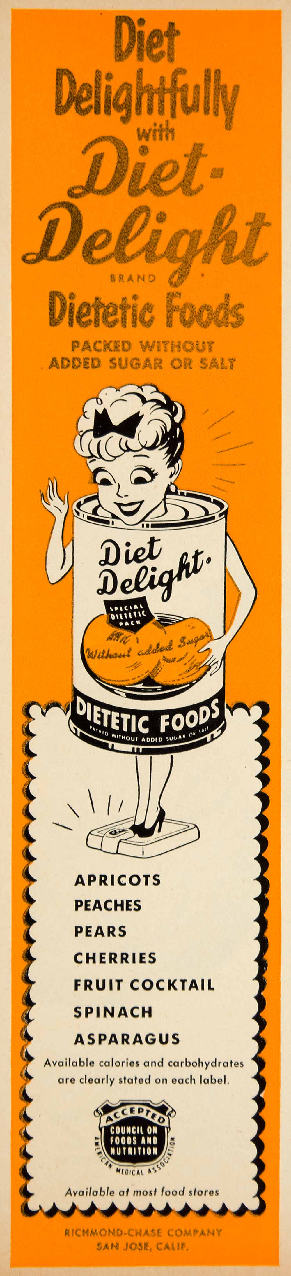 1951 Ad Richmond-Chase Diet Delight Dietetic Food Canned Fruit Vegetable YBL1