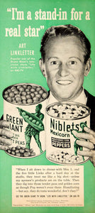 1952 Ad Green Giant Sweet Peas Mexicorn Niblets Art Linkletter Vegetable YBL1