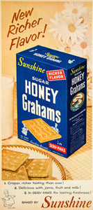 1953 Ad Sunshine Biscuits Sugar Honey Grahams Crackers Snack Food Grocery YBL1