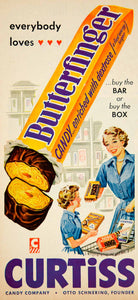 1954 Ad Curtiss Candy Butterfinger Chocolate Bar Junk Food Grocery Children YBL1