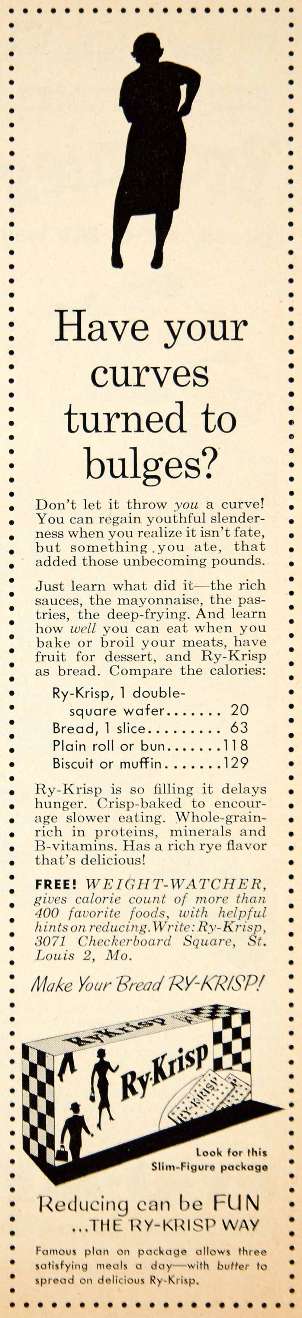 1954 Ad Ry-Krisp Bread Crackers Wafers Biscuit Diet Health Fitness Food YBL1
