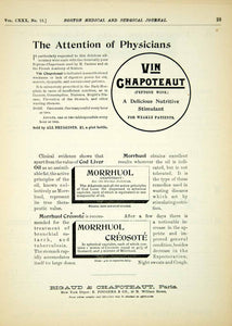 1894 Ad Vin Rigaud Chapoteaut Peptone Wine Paris France Morrhuol Creosote YBM2