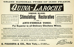 1894 Ad Quina-Laroche Elixir Health Tonic 22 Rue Drouot Paris France YBM2