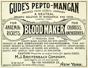 1894 Ad Gudes Pepto-Mangan Bloodmaker Health MJ Breitenbach 5658 Warren St YBM2