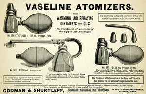 1894 Ad Vaseline Atomizer Ointment Codman Shurtleff 1315 Tremont St Boston YBM2