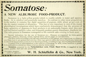 1894 Ad WH Schieffelin NY Somatose Albumose Medicine Nutrition Supplement YBM2