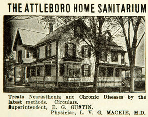 1914 Ad Home Sanitarium Attleboro MA Treatment Facility Medicine Health YBM2