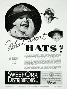 1934 Ad Sweet-Orr Boy Scout Uniforms Clothing No. 503 Hat Children Costume YBSA1