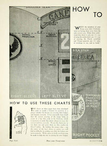 1931 Article Boy Scouts America Uniform Merit Badge Neckerchief Chart YBSA1