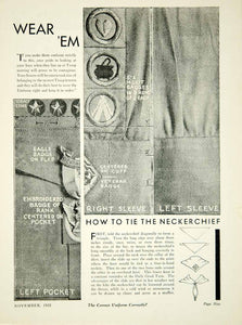 1931 Article Boy Scouts America Uniform Merit Badge Neckerchief Chart YBSA1