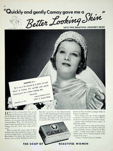 1936 Ad Camay Soap Doris Otto Newport RI Bride Gown Beauty Complexion Skin YBSM1