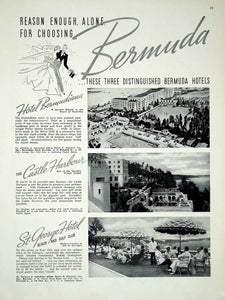 1936 Ad Bermuda Hotel Bermudiana Castle Harbour St. George Honeymoon YBSM1