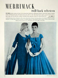 1956 Ad Vintage Bridesmaid Dress Kay-Selig Merrimack Velveteen Wedding YBSM1