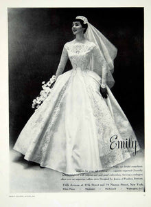 1956 Ad Vintage Taffeta Wedding Dress Jessica Pandora Chantilly Lace Y – Period Paper Historic Art LLC
