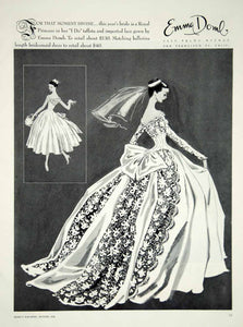 1956 Ad Vintage Emma Domb Wedding Dress Bride Bridesmaid Fashion YBSM1