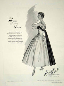 1956 Ad Vintage Lorrie Deb Bridesmaid Dress Gown May Barlow Fashion YBSM1