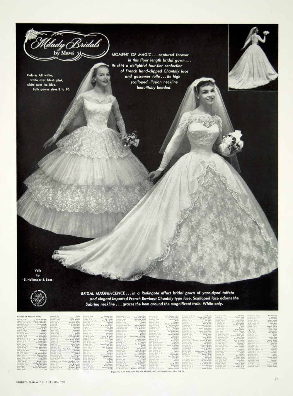 1956 Ad Vintage Wedding Dress Gown Bride Tulle Lace Veil Milady Bridal Period Paper Historic Art LLC 1956 Ad Vintage Wedding Dress Gown Bride Tulle Lace Veil Milady Bridal Period Paper Historic Art LLC