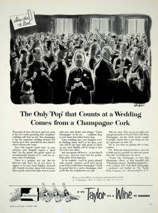 1956 Ad Richard Decker Cartoon Wedding Taylor New York State Champagne YBSM1