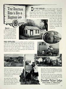 1956 Ad Paradise Valley Lodge Honeymoon Cottages Mount Pocono PA Paul Mae YBSM1