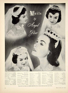 1956 Ad Angel Glow Veils Wedding Dress Gown Bride Clothing Fashion YBSM2