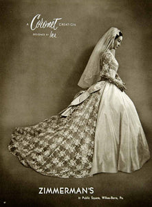 1956 Ad Coronet Ina Wedding Dress Gown Bride Veil Train Zimmerman Bridal YBSM2