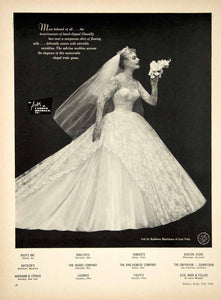 1956 Ad Arden Bridal Gown Wedding Dress Bride Lace Gown Kathleen Blackburn YBSM2