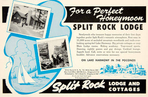 1956 Ad Split Rock Lodge Honeymoon Cottage Hotel Resort Wedding Travel YBSM2