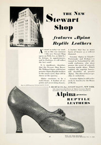 1929 Ad Alpina Genuine Reptile Leather Shoe High Heels Stewart Shop Heigh YBSR1
