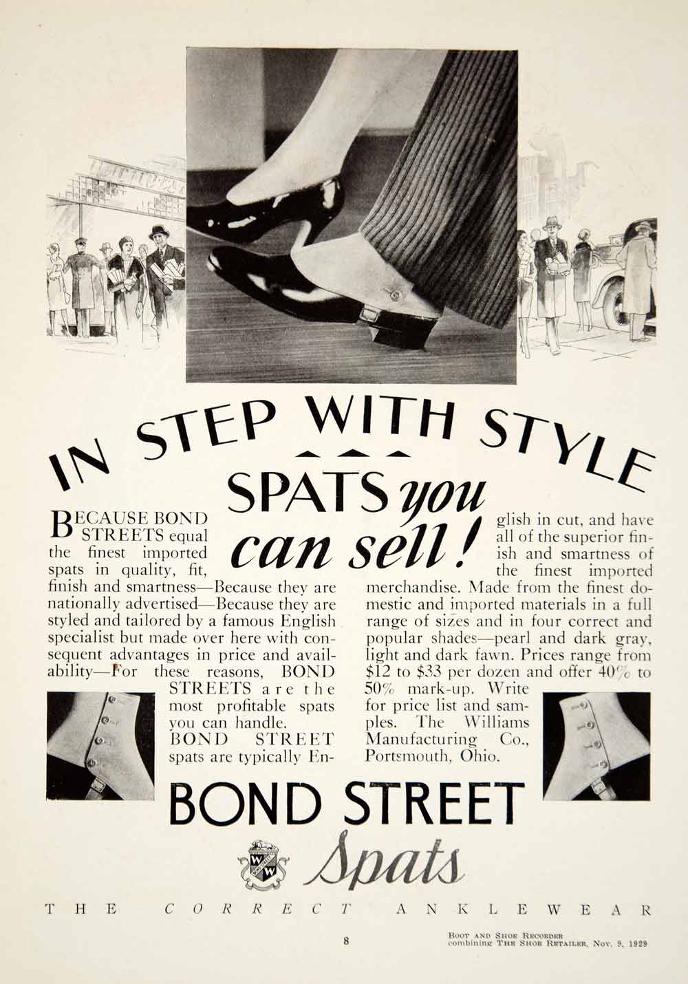 1929 Ad Bond Street Spats Shoe Fashion High Heel Ankle Boot Anklewear YBSR1